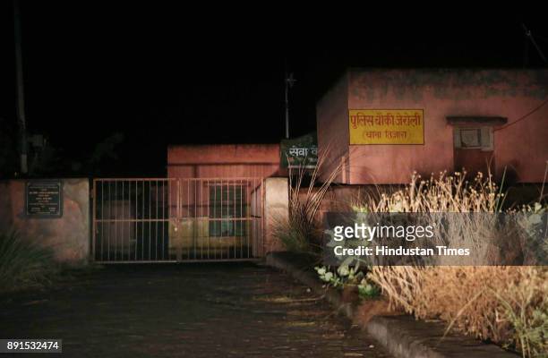 The closed gates at the Police Post at Jeroli of Tijara Police Station on intervening night of December 11 and December 12, 2017 in Alwar, India....