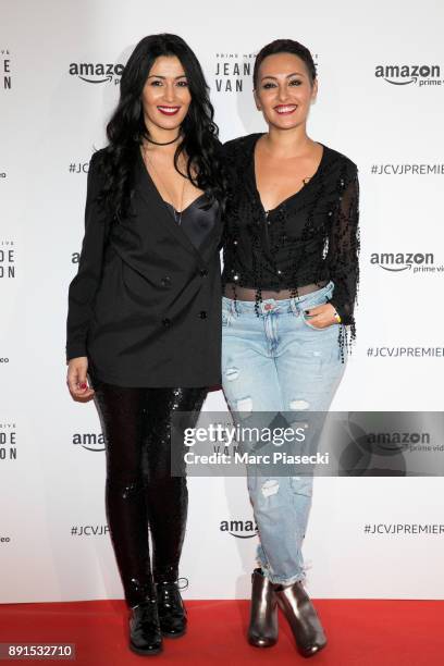 Karima Charni and Hedia Charni attend the Amazon TV series 'Jean Claude Van Johnson' Premiere at Le Grand Rex on December 12, 2017 in Paris, France.