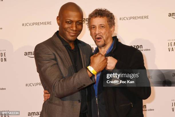 Harry Roselmack;Abel Jafri attend the Amazon TV Serie "Jean Claude Van Jonhson" Paris Premiere At Le Grand Rex on December 12, 2017 in Paris, France.