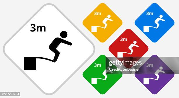 3 meter dive color diamond vector icon - pool jump stock illustrations