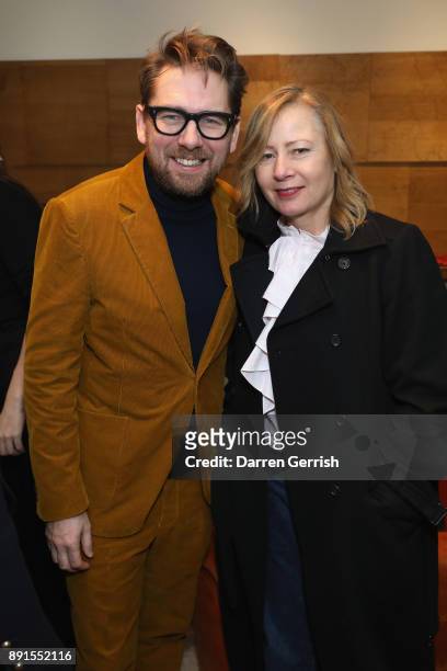 Rupert Sanderson and Sarah Mower attend the Rupert Sanderson Christmas 2017 lunch at Rupert Sanderson store on Bruton place on December 13, 2017 in...