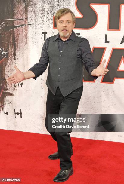 Mark Hamill poses at the 'Star Wars: The Last Jedi' photocall at Corinthia Hotel London on December 13, 2017 in London, England.