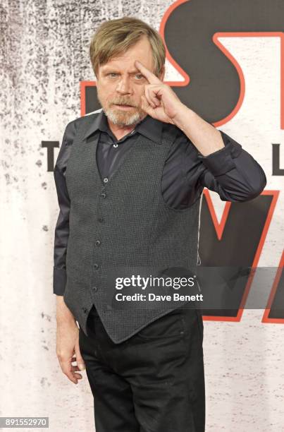 Mark Hamill poses at the 'Star Wars: The Last Jedi' photocall at Corinthia Hotel London on December 13, 2017 in London, England.