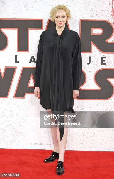 Gwendoline Christie poses at the 'Star Wars: The Last Jedi' photocall at Corinthia Hotel London on December 13, 2017 in London, England.