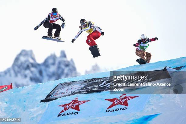 Chloe Trespeuch of France takes 2nd place, Faye Gulini of USA competes, Alexandra Jekova of Bulgaria competes during the FIS Freestyle Ski World Cup,...