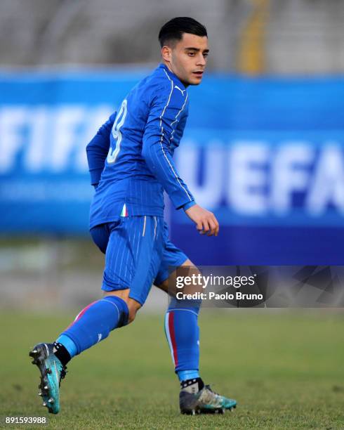 Davide Merola of Italy U18 in action during the international friendly match between Italy U18 and Romania U18 on December 13, 2017 in Viterbo, Italy.