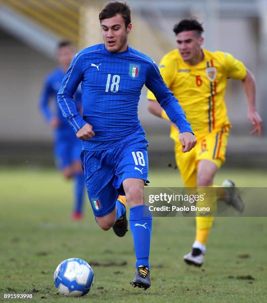 Elia Visconti of Italy U18 in action during the international friendly match between Italy U18 and Romania U18 on December 13, 2017 in Viterbo, Italy.