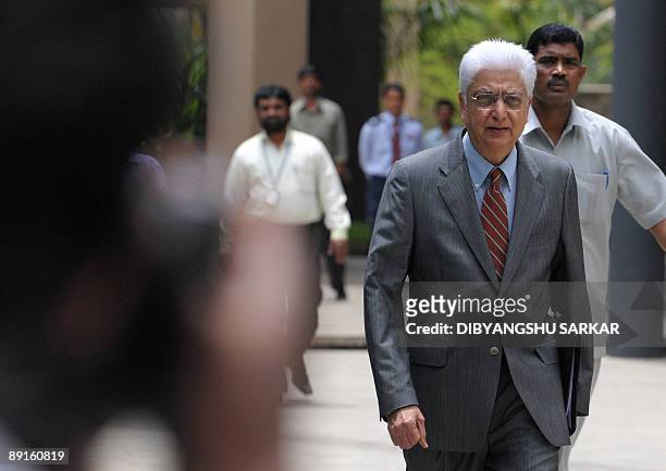 Chairman of Wipro, Azim Premji addresses a press conference to announce the first quarter financial results of the company at the Wipro campus in...