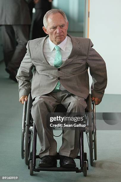 German Interior Minister Wolfgang Schaeuble arrives for the weekly German government cabinet meeting on July 22, 2009 in Berlin, Germany. It was...