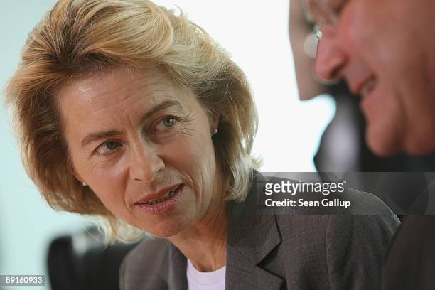 German Family Minister Ursula von der Leyen arrives for the weekly German government cabinet meeting on July 22, 2009 in Berlin, Germany. It was...