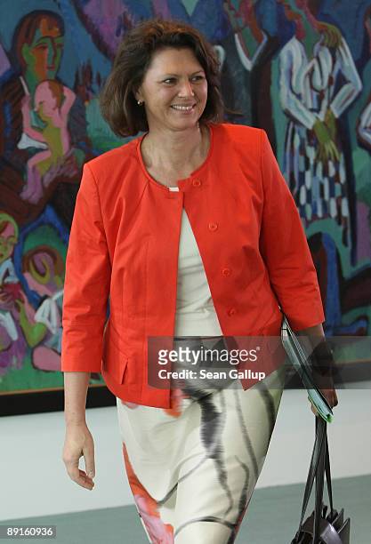 German Agriculture and Consumer Protection Minister Ilse Aigner arrives for the weekly German government cabinet meeting on July 22, 2009 in Berlin,...