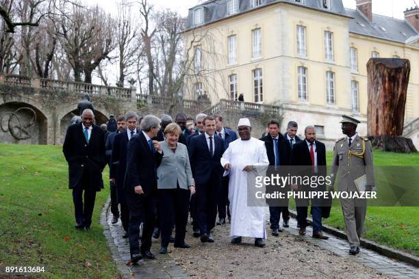 Italian Prime Minister Paolo Gentiloni, German Chancellor Angela Merkel, France's President Emmanuel Macron and Mali's President Ibrahim...