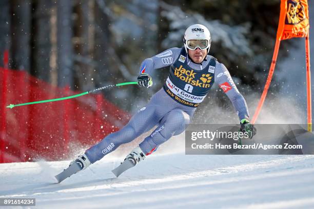 Johan Clarey of France competes during the Audi FIS Alpine Ski World Cup Men's Downhill Training on December 13, 2017 in Val Gardena, Italy.