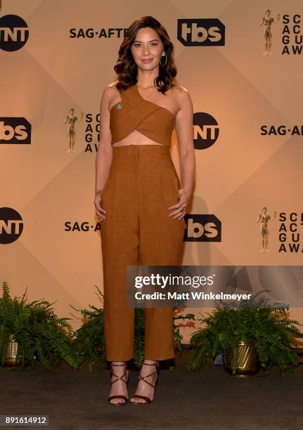 Olivia Munn poses during the 24th Annual SAG Awards Nominations Announcement at SilverScreen Theater at the Pacific Design Center on December 13,...