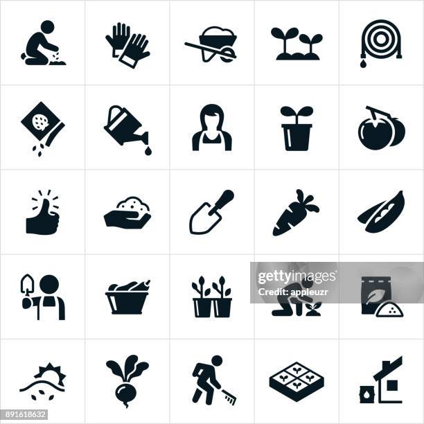 illustrations, cliparts, dessins animés et icônes de icônes de l’horticulture - garden