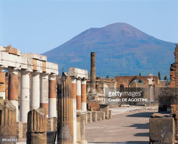 Columns of an old building, Pompeii, Campania, Italy