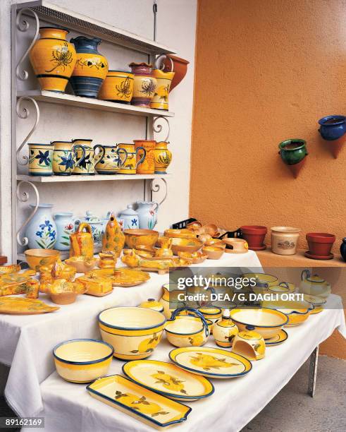 Pottery collection in a room, Vallauris, Provence-Alpes-Cote d'Azur, France