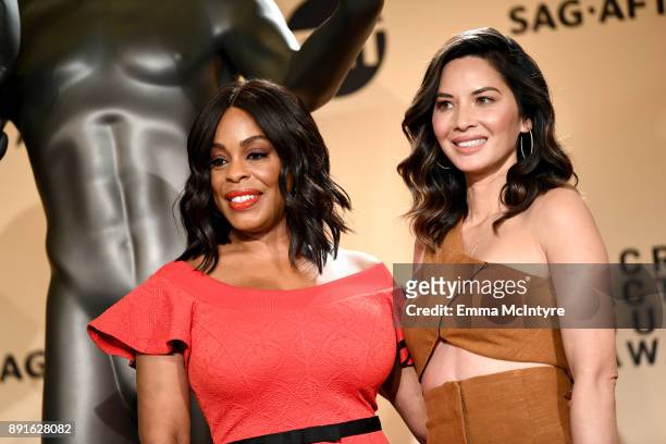 Actors Niecy Nash and Olivia Munn at the 24th Annual Screen Actors Guild Awards Nominations Announcement at Silver Screen Theater on December 13,...