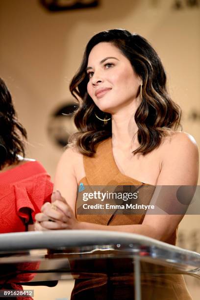 Actor Olivia Munn speaks at the 24th Annual Screen Actors Guild Awards Nominations Announcement at Silver Screen Theater on December 13, 2017 in West...