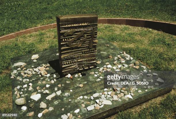 Italy, Emilia-Romagna Region, Ferrara, Jewish Cemetery, novelist Giorgio Bassani memorial
