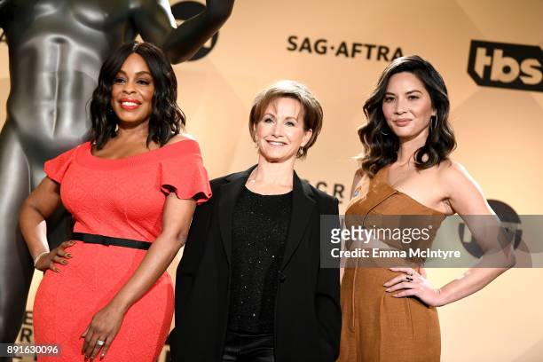 Actor Niecy Nash, SAG-AFTRA President, Gabrielle Carteris and actor Olivia Munn at the 24th Annual Screen Actors Guild Awards Nominations...
