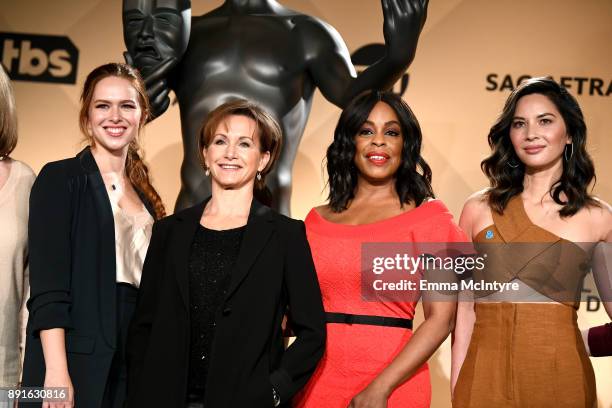 Awards Committee Member, Elizabeth McLaughlin, SAG-AFTRA President, Gabrielle Carteris, actors Niecy Nash and Olivia Munn at the 24th Annual Screen...