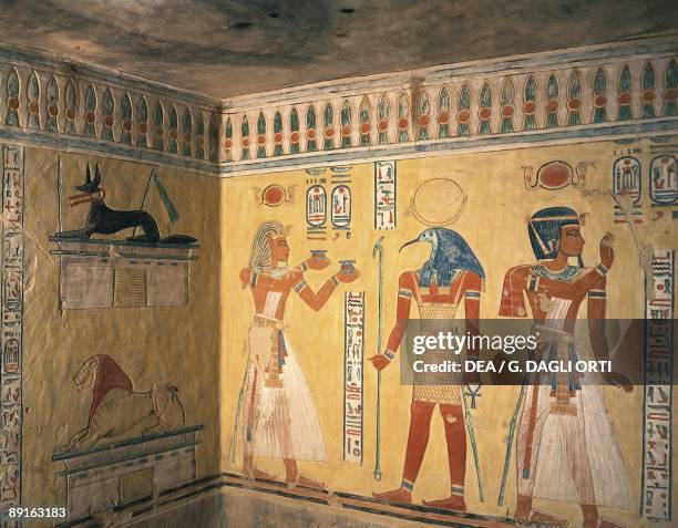 Egypt , Ancient Thebes, Valley of the Queens, murals in Tomb of Khaemuaset