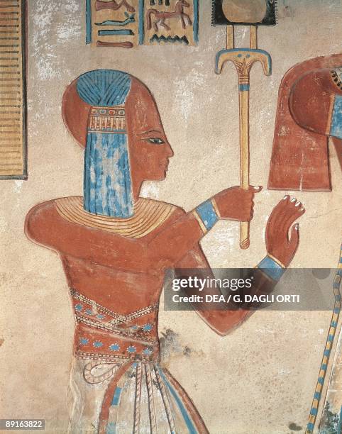 Egypt, Ancient Thebes, Valley of the Queens, painted relief of dead prince at Tomb of Amonherkhopeshef