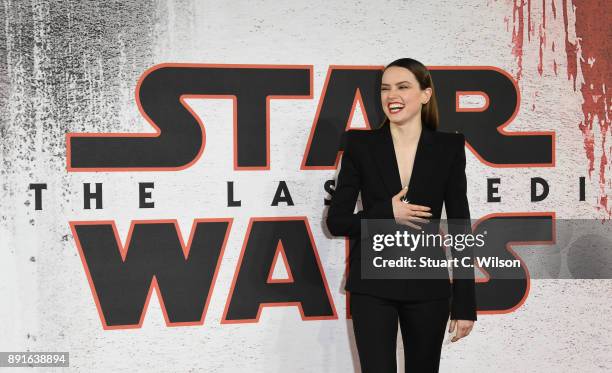 Daisy Ridley during the 'Star Wars: The Last Jedi' photocall at Corinthia Hotel London on December 13, 2017 in London, England.