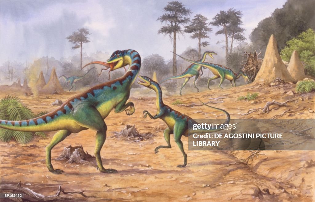 Illustration representing Liliensternus in prehistoric landscape