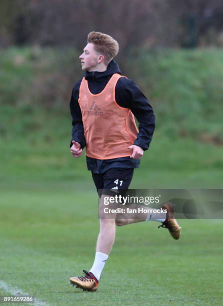 Denver Hume during a Sunderland training session at The Academy of Light on December 13, 2017 in Sunderland, England.