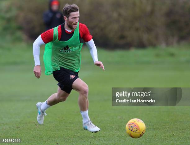 Adam Matthews takes part in a Sunderland training session at The Academy of Light on December 13, 2017 in Sunderland, England.