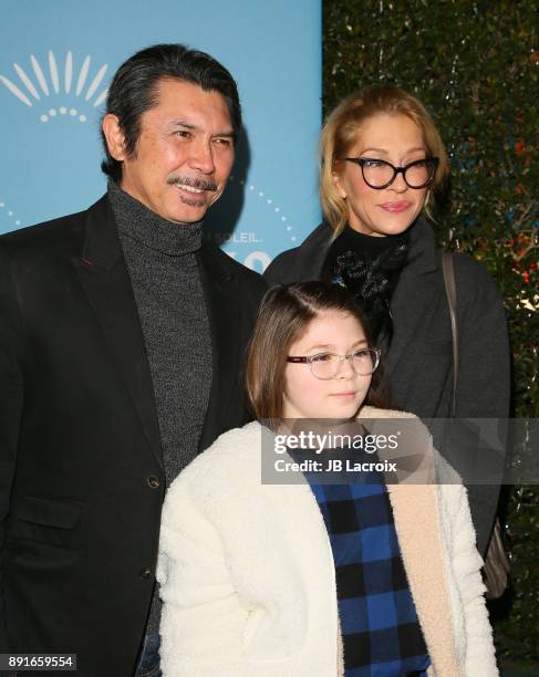 Lou Diamond Phillips and Yvonne Boismier Phillips attend Cirque du Soleil presents the Los Angeles premiere event of 'Luzia' at Dodger Stadium on...