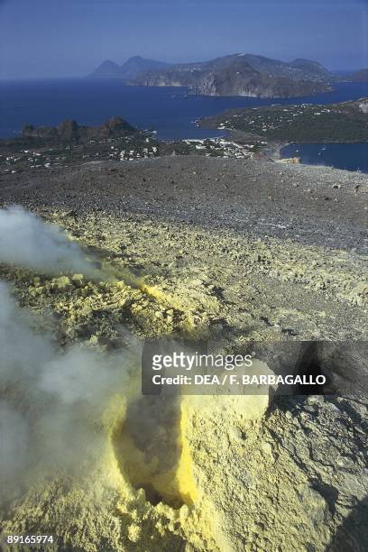 Italy, Sicily Region, Aeolian Islands, Vulcano Island, Gran Cratere, Fossa cone, fumaroles