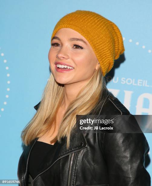 Natalie Alyn Lind attends Cirque du Soleil presents the Los Angeles premiere event of 'Luzia' at Dodger Stadium on December 12, 2017 in Los Angeles,...