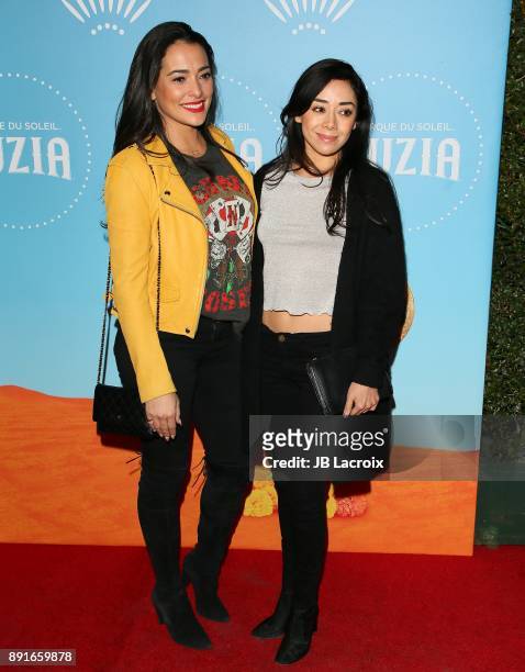 Natalie Martinez and Aimee Garcia attend Cirque du Soleil presents the Los Angeles premiere event of 'Luzia' at Dodger Stadium on December 12, 2017...