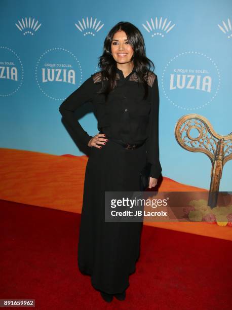 Amelia Racine attends Cirque du Soleil presents the Los Angeles premiere event of 'Luzia' at Dodger Stadium on December 12, 2017 in Los Angeles,...