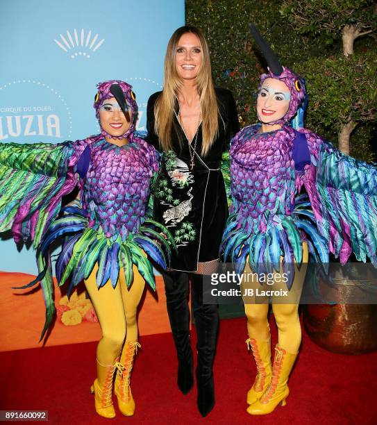 Heidi Klum attends Cirque du Soleil presents the Los Angeles premiere event of 'Luzia' at Dodger Stadium on December 12, 2017 in Los Angeles,...