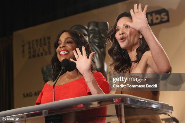 Niecy Nash and Olivia Munn attend the 24th Annual SAG Awards Nominations Announcement at SilverScreen Theater at the Pacific Design Center on...