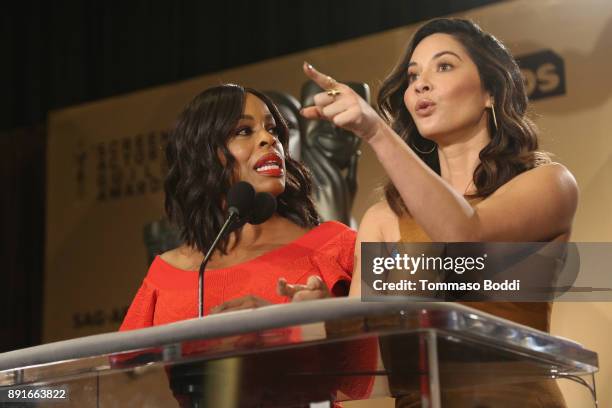 Niecy Nash and Olivia Munn attend the 24th Annual SAG Awards Nominations Announcement at SilverScreen Theater at the Pacific Design Center on...