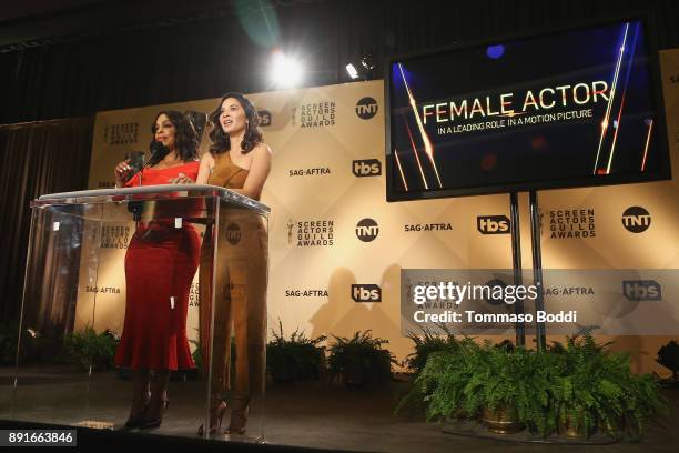 Niecy Nash and Olivia Munn attend the 24th Annual SAG Awards Nominations Announcement at SilverScreen Theater at the Pacific Design Center on...