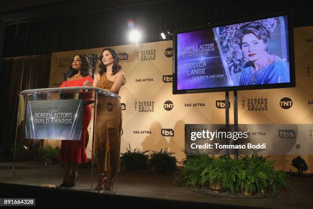 Niecy Nash and Olivia Munn attend the 24th Annual SAG Awards Nominations Announcement at SilverScreen Theater at the Pacific Design Center on...