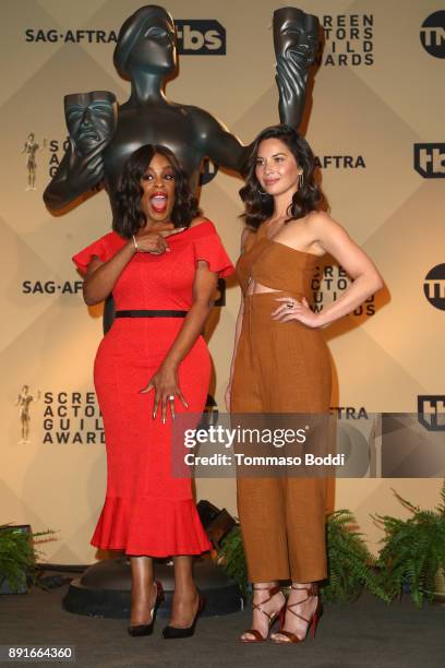 Niecy Nash and Olivia Munn attend the 24th Annual SAG Awards Nominations Announcement at SilverScreen Theater at the Pacific Design Center on...