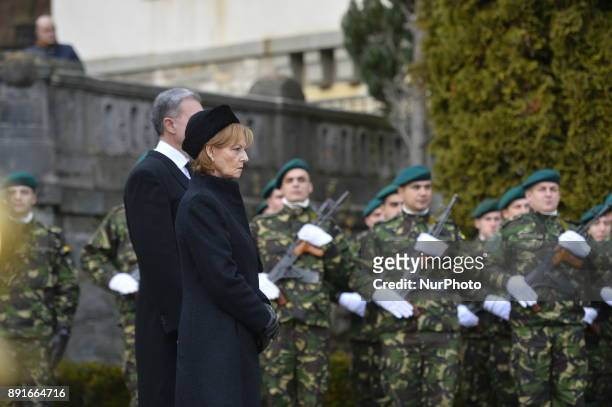 Coffin of King Michael I of Romania at Castle Peles on December 13, 2017. A ceremony was held at the airport in the presence of the five daughters of...