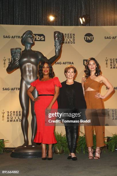 Niecy Nash, Gabrielle Carteris and Olivia Munn attend the 24th Annual SAG Awards Nominations Announcement at SilverScreen Theater at the Pacific...