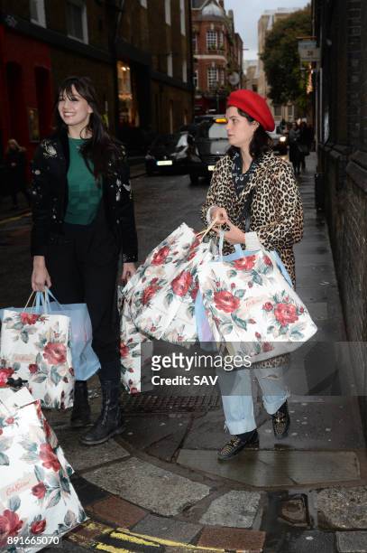 Nick Grimshaw, Pixie Geldof and Daisy Lowe spotted shopping at Cath Kidston shop in Covent Garden on December 13, 2017 in London, England.