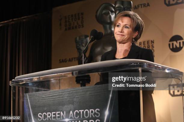 Gabrielle Carteris attends the 24th Annual SAG Awards Nominations Announcement at SilverScreen Theater at the Pacific Design Center on December 13,...