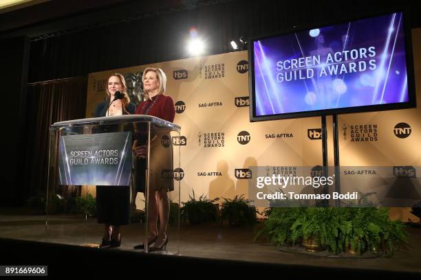 Elizabeth McLaughlin and JoBeth Williams attend the 24th Annual SAG Awards Nominations Announcement at SilverScreen Theater at the Pacific Design...