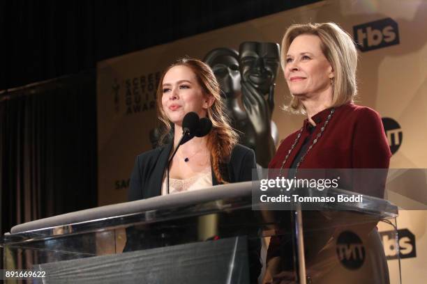 Elizabeth McLaughlin and JoBeth Williams attend the 24th Annual SAG Awards Nominations Announcement at SilverScreen Theater at the Pacific Design...