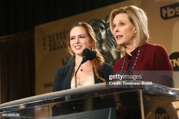 Elizabeth McLaughlin and JoBeth Williams attend the 24th Annual SAG Awards Nominations Announcement at SilverScreen Theater at the Pacific Design...